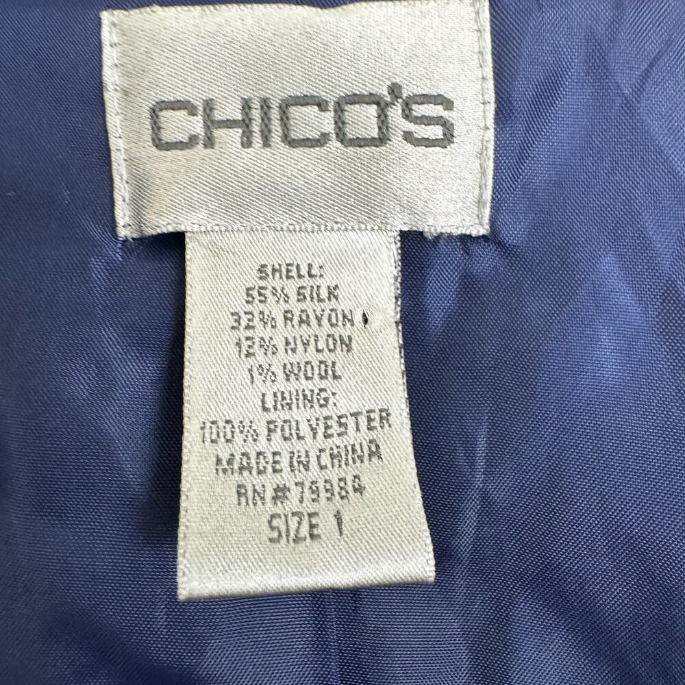 Chico's Purple Silk Blend Open Blazer Cardigan Textured Size 1 or U.S. Medium - Picture 4 of 8
